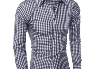 Classic Plaid Shirt Men's Slim Long Sleeve Plaid Shirt