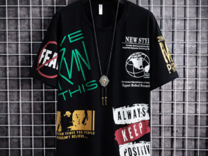 Men's Korean Style Loose Big Slab Round Neck And Half Sleeves