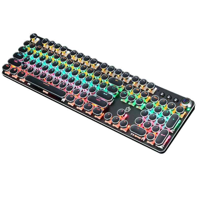 Retro Punk Electroplated Knob Luminous Mechanical Keyboard - Image 3