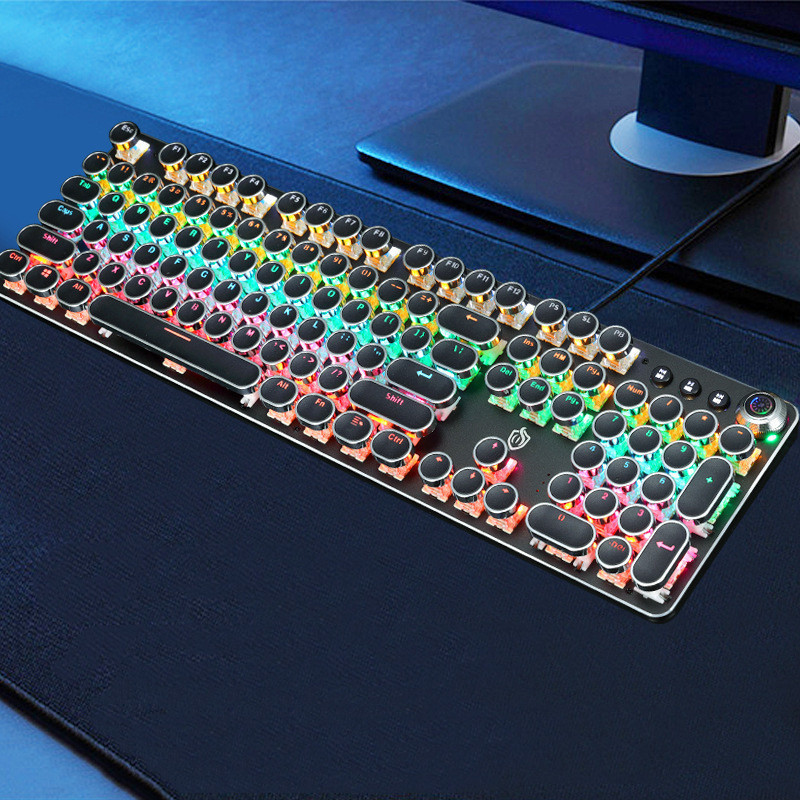 Retro Punk Electroplated Knob Luminous Mechanical Keyboard - Image 2