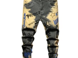 Men's Slim Jeans Pants Stretch Dyed Long
