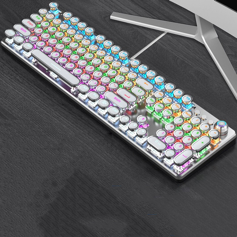 Retro Punk Electroplated Knob Luminous Mechanical Keyboard - Image 6