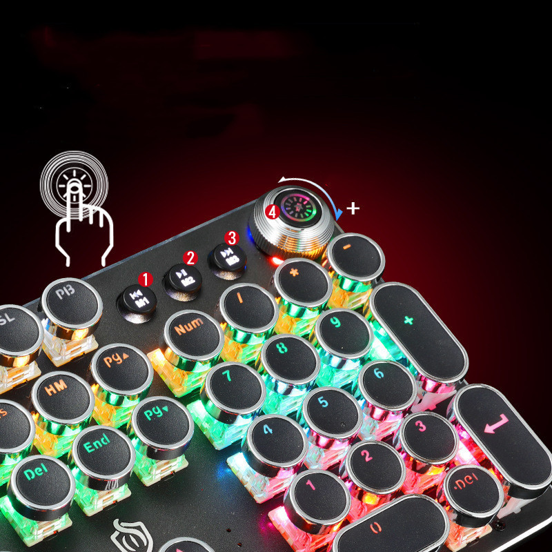 Retro Punk Electroplated Knob Luminous Mechanical Keyboard - Image 4