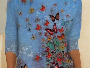 Women's New Butterfly Positioning Print T Shirt