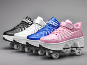 New Four-double Wheel Men's And Women's Children's Multi-color Pulley Shoes
