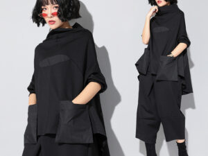 Ladies Fashion Patchwork Tuxedo Loose Top