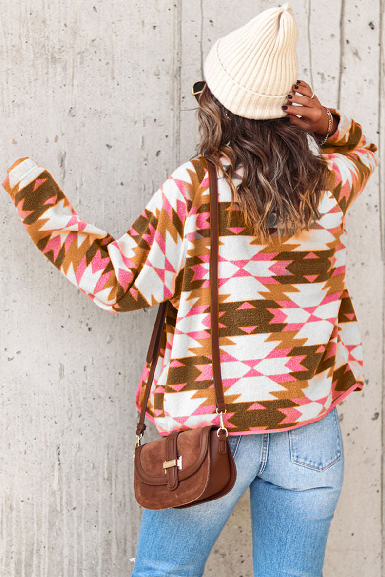 Western Style Color Matching Fleece Jacket For Women - Image 6