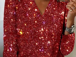 Super Star Pure Color Sequins Long-sleeved T-shirt